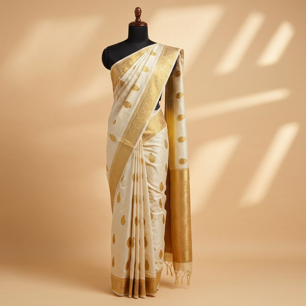 Woman draped in an elegant Kanjeevaram saree